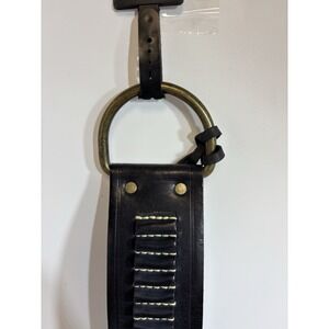 WCM genuine Leather Belt, Black D-ring Medium